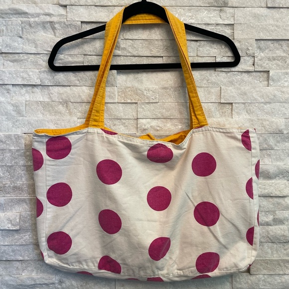 Reversible Victoria’s Secret PINK Yellow Gold & Pink Polka Dot Tote Bag - Picture 5 of 10